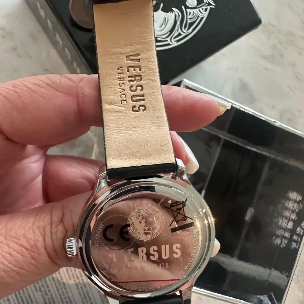 Versus Versace Metallic Timepiece with Lion Emblem Box